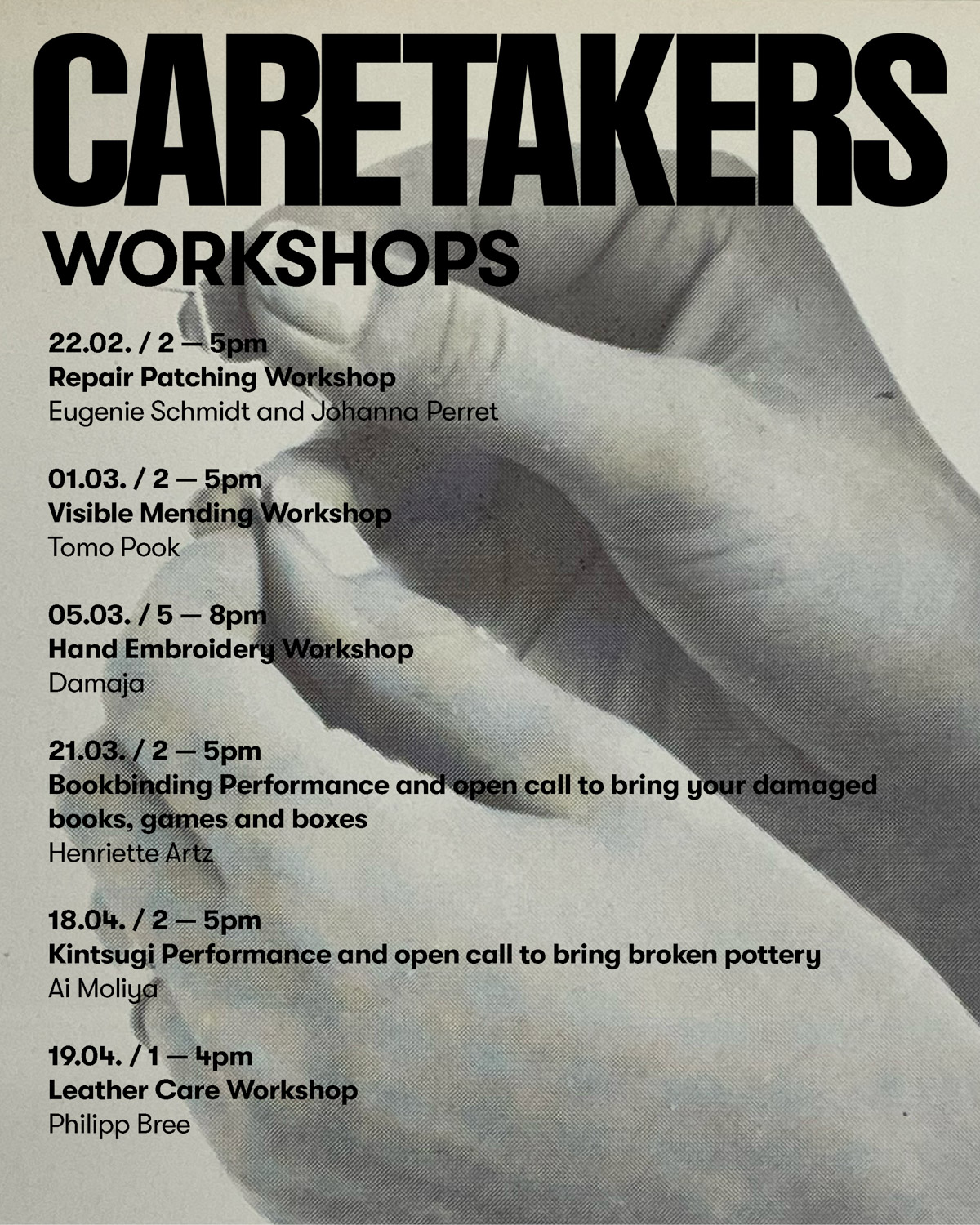 Invitation of the exhibition CARETAKERS at the Berlin design gallery MAJ VAN DER LINDEN