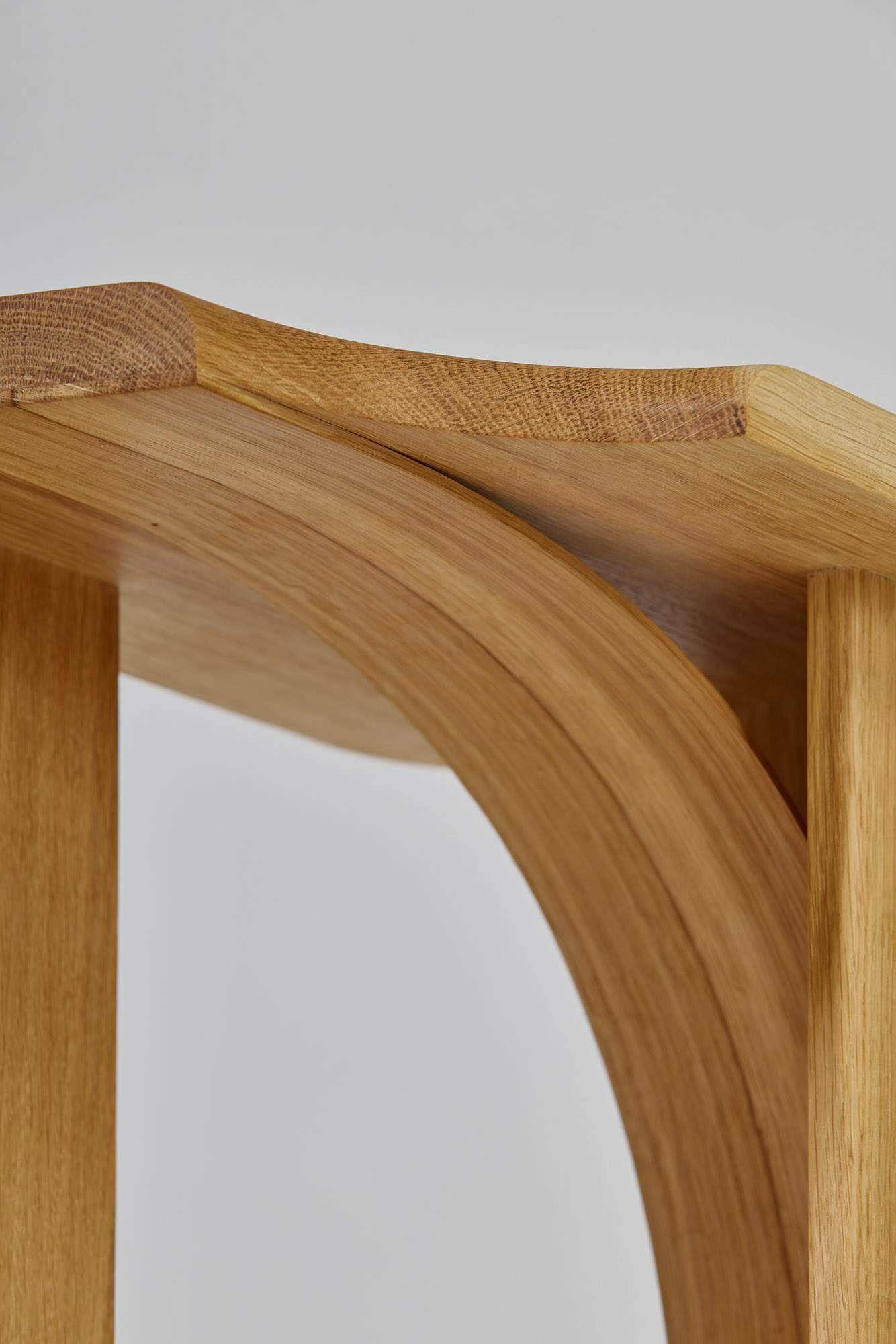 Close up of Stool Typ 03 by Sanghyeok Lee, oak 