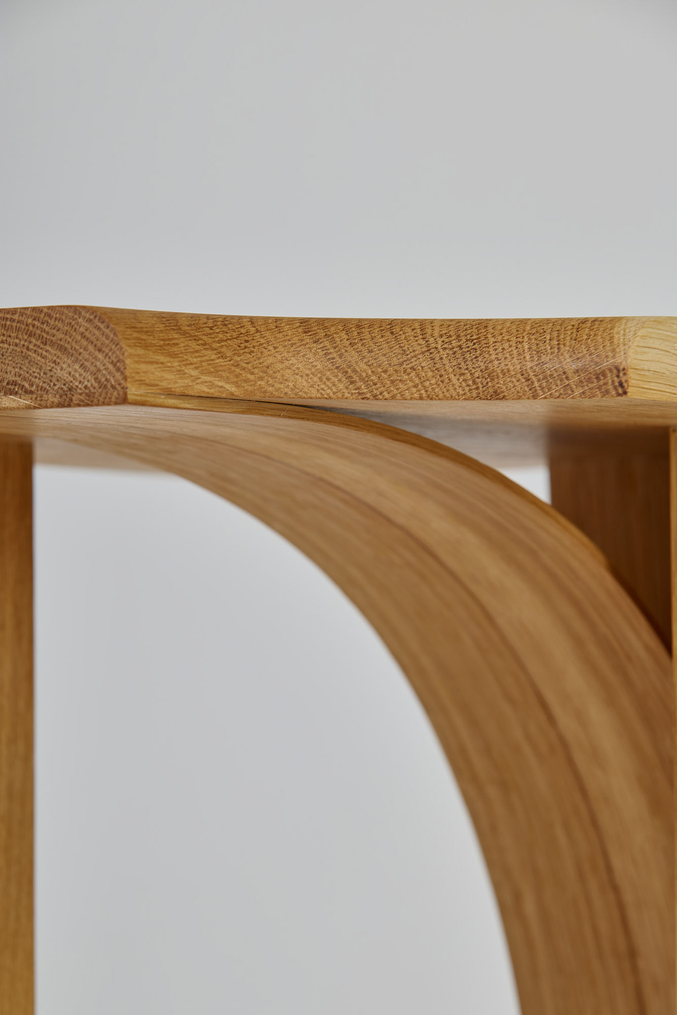 Close up of Stool Typ 03 by Sanghyeok Lee, oak 