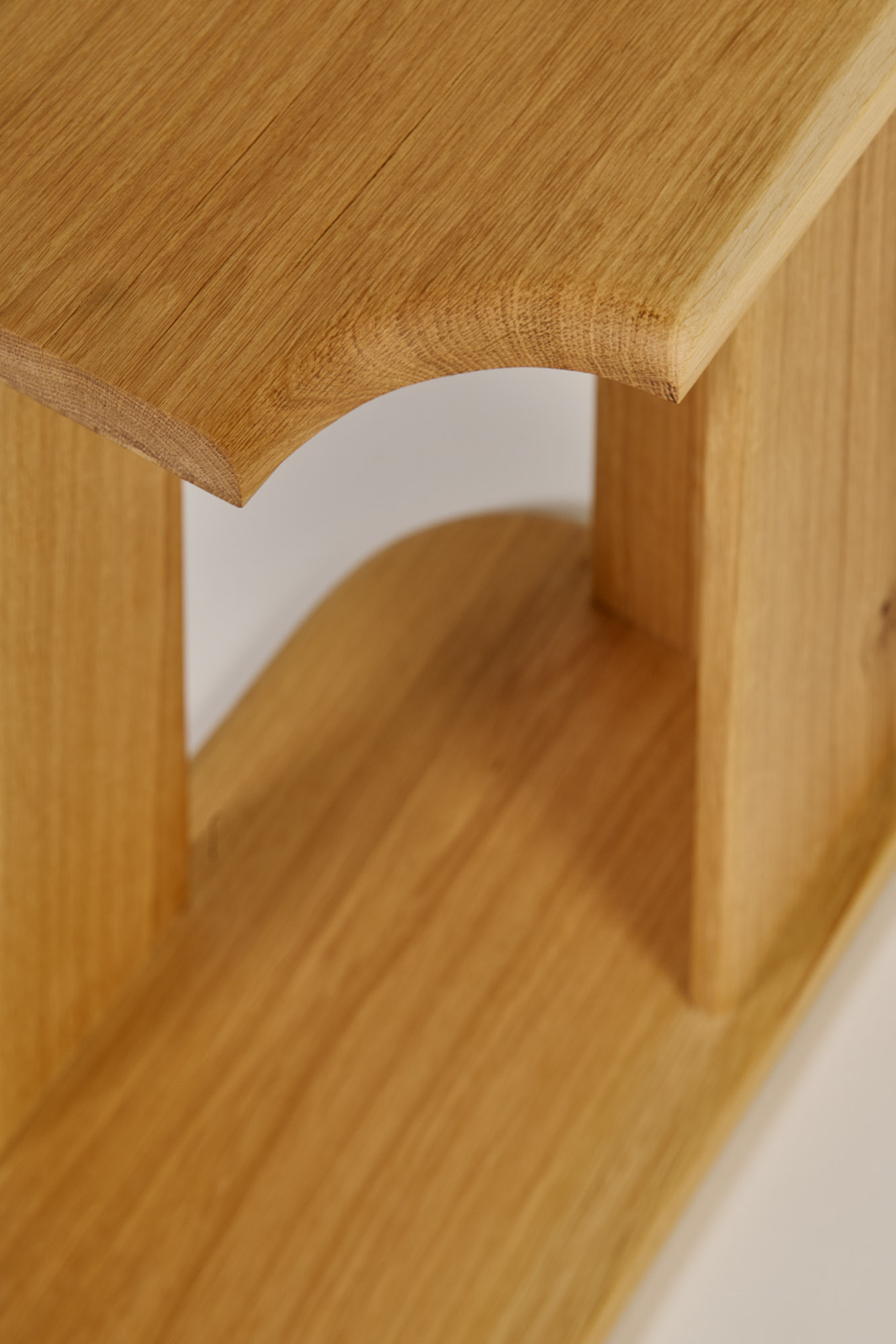 Close up of Stool Typ 03 by Sanghyeok Lee, oak 