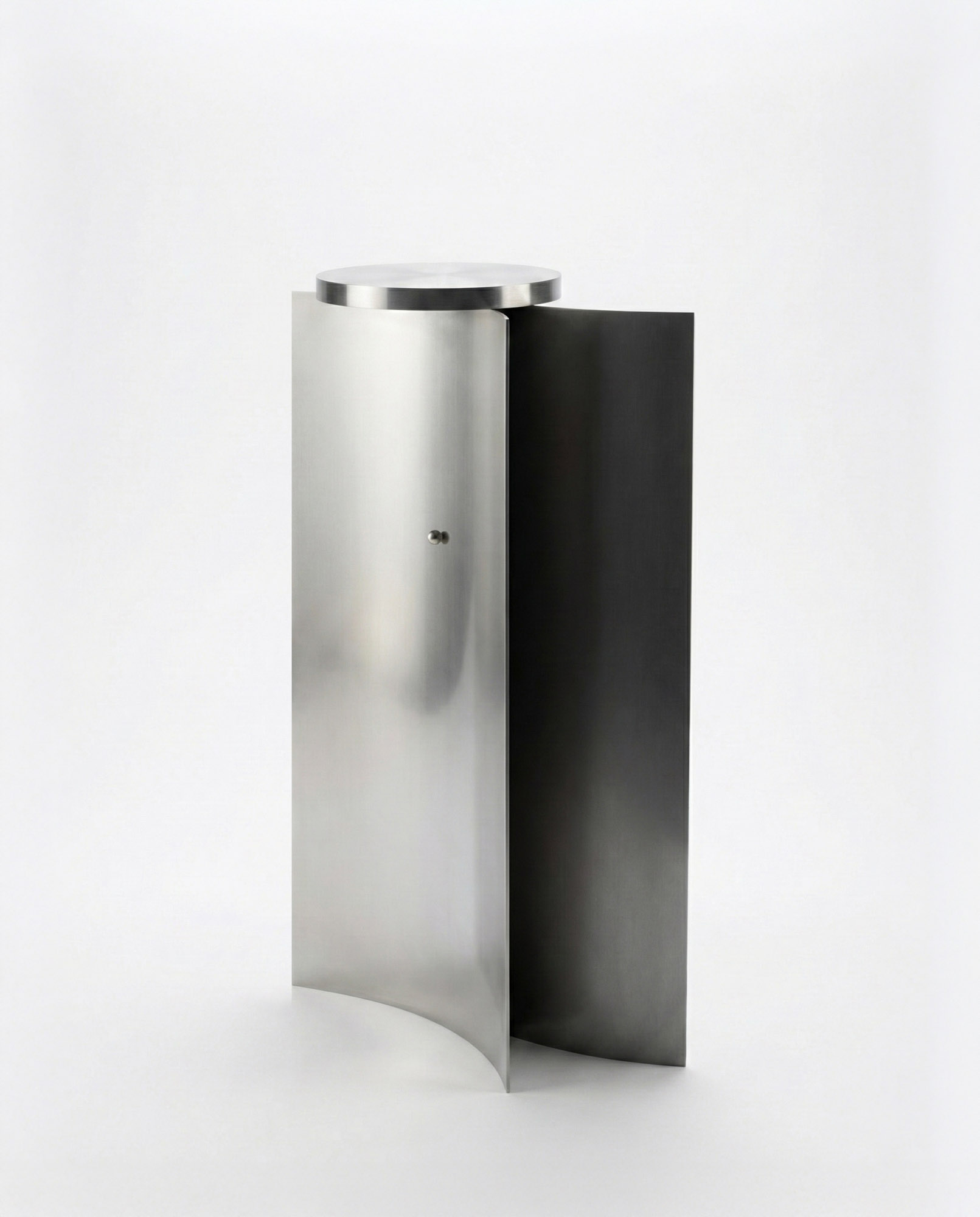 Asymptote Side Table by Anoe Melliou, stainless steel and magnets, 2025 