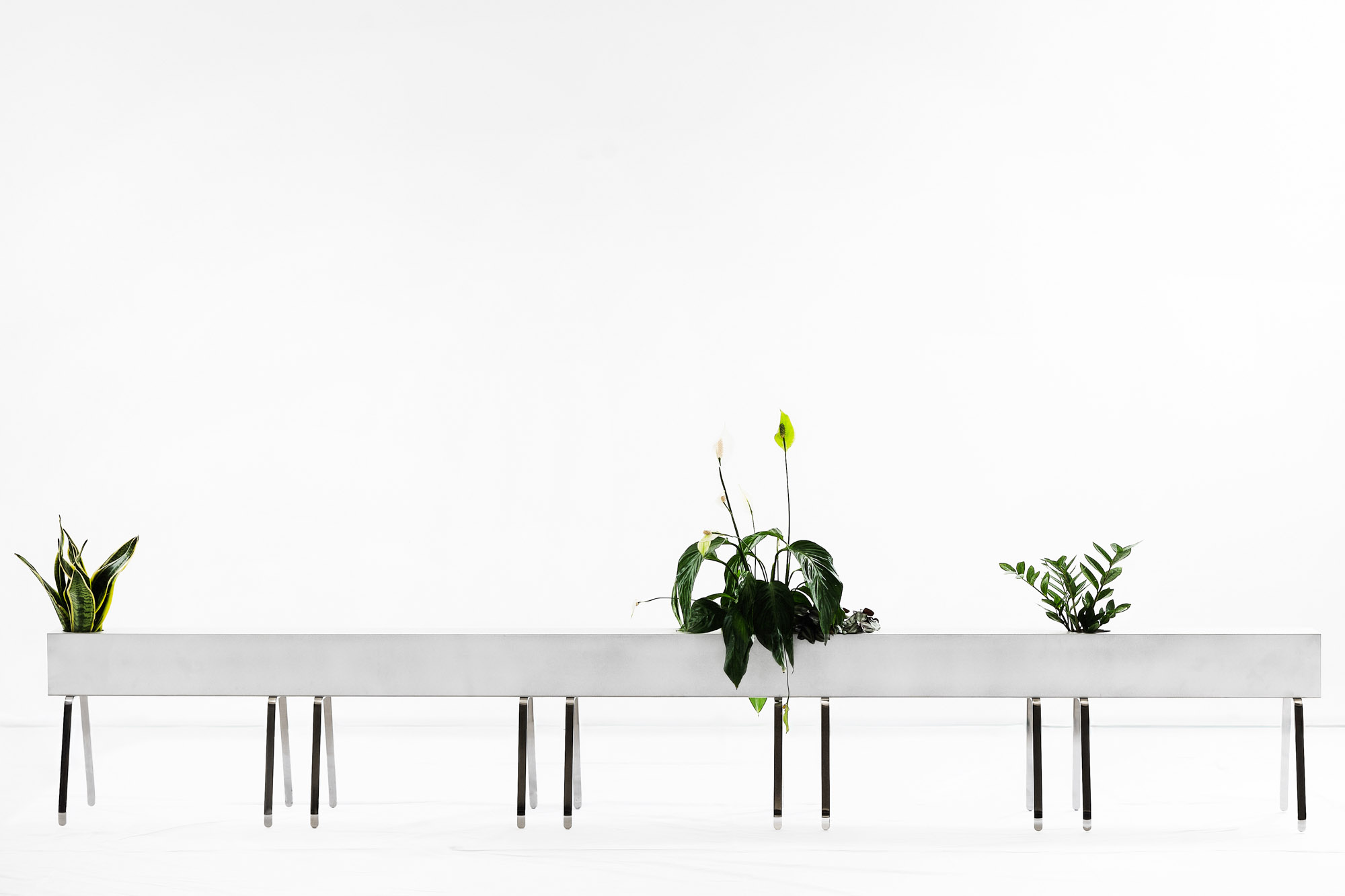 Bench-To-Cut by Gonzalez Haase AAS, aluminium and stainless steel 