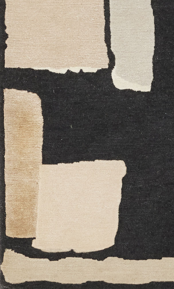 Detail of Runner Cobble Stone Black by Maison Rhizomes and Charlotte Culot showing textile surface 