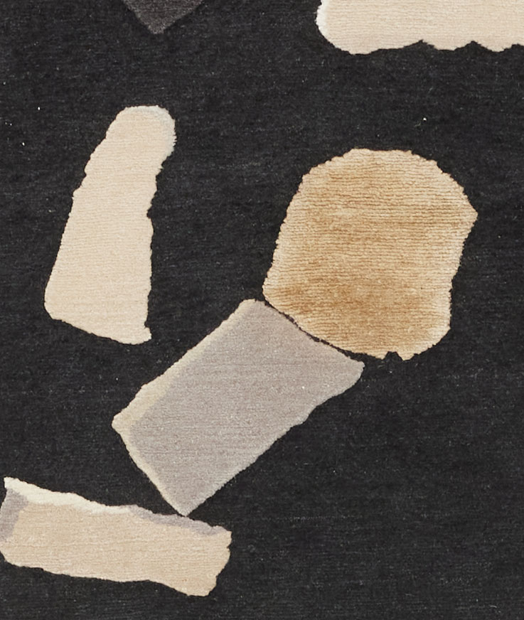 Detail of Runner Cobble Stone Black by Maison Rhizomes and Charlotte Culot showing textile surface 