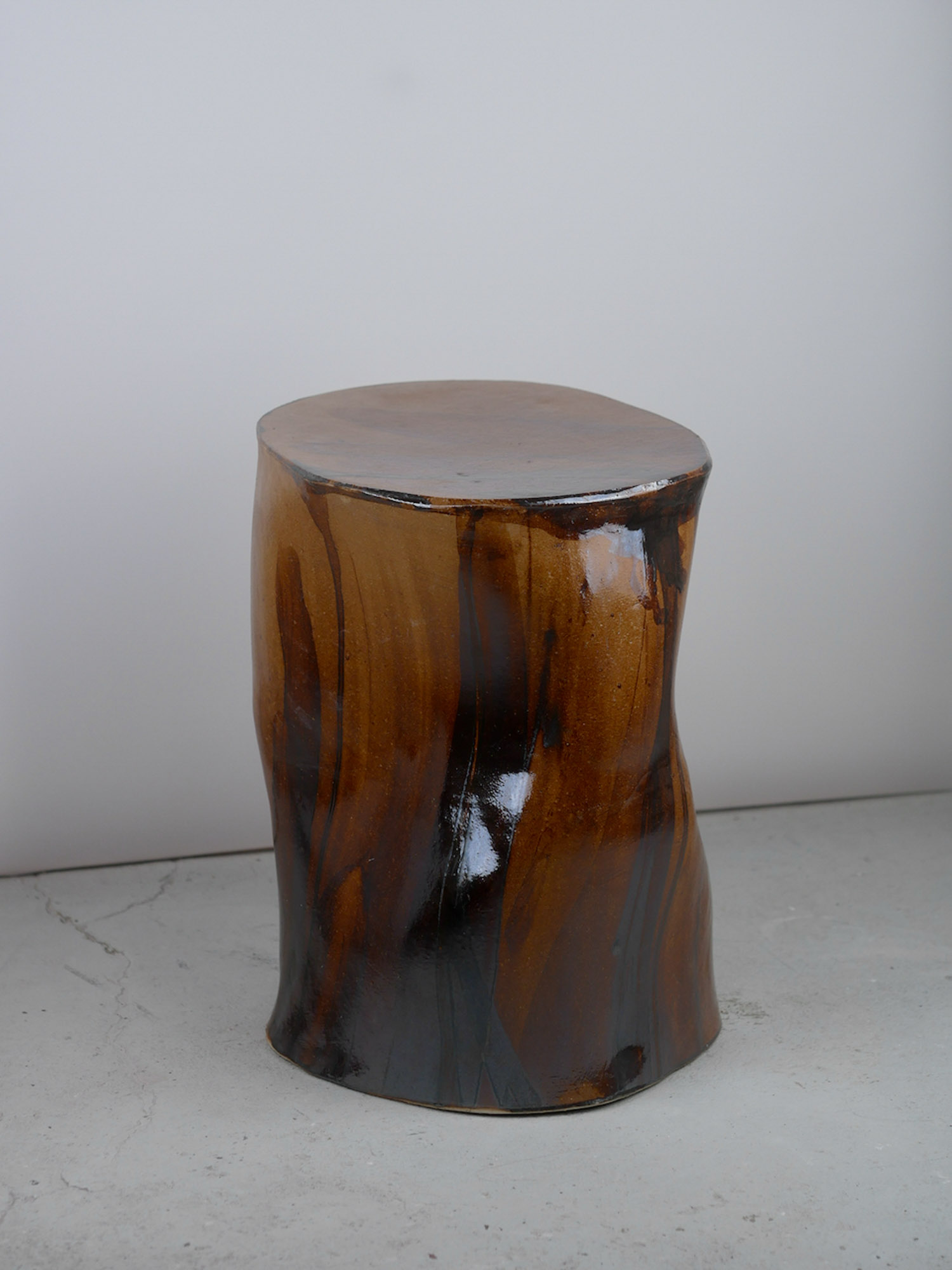 Ignite by hap ceramics, 2023, ceramic and stainless steel side table and stool 