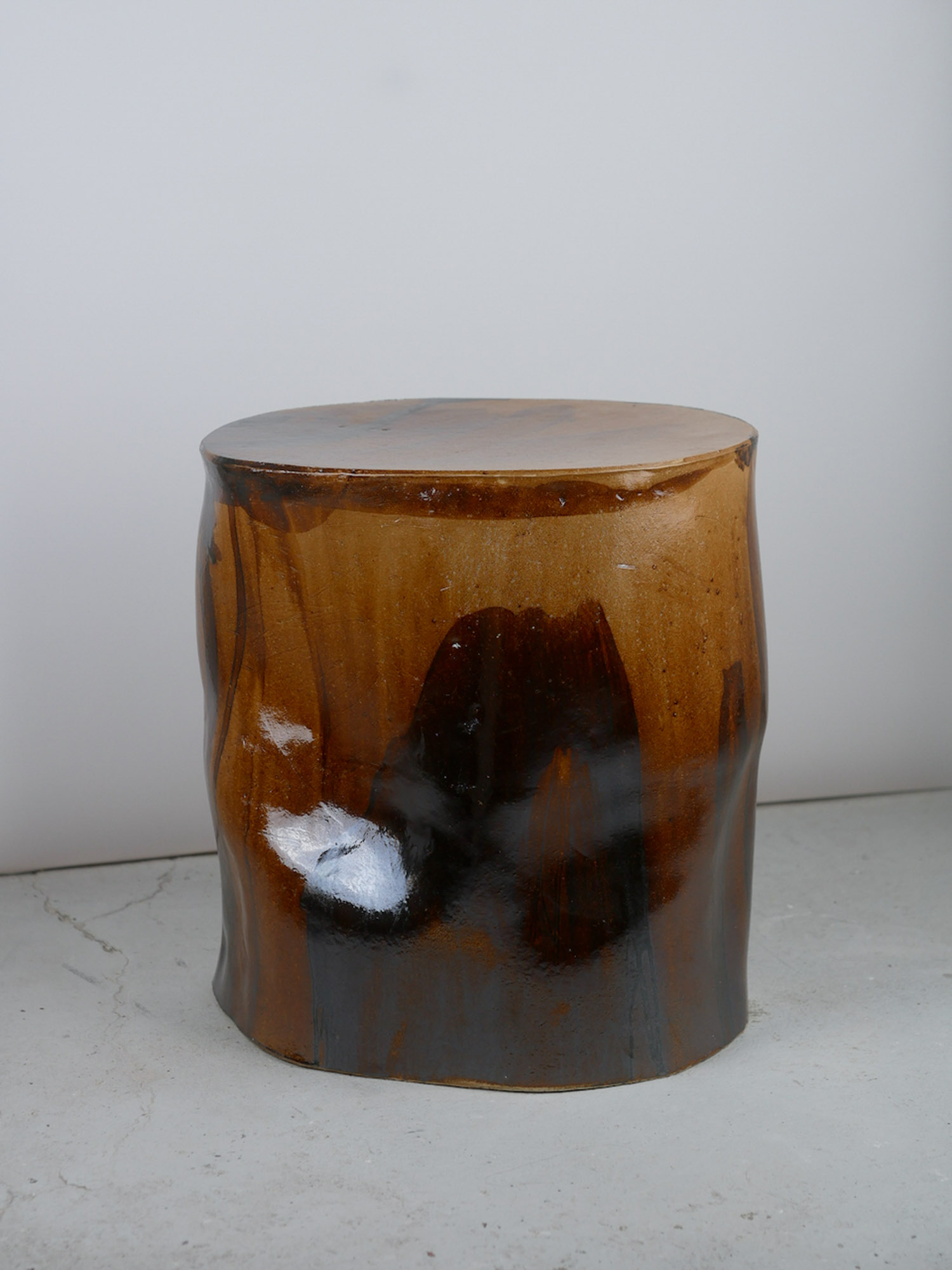 Ignite by hap ceramics, 2023, ceramic and stainless steel side table and stool 