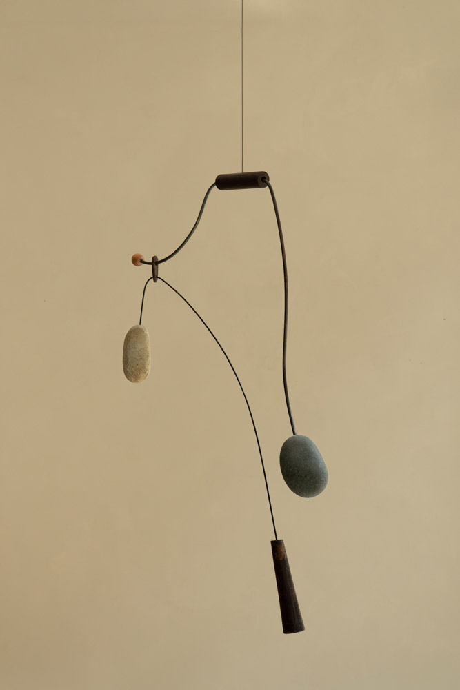 Suspension #26 El Caballero by Camille Tan, wenge wood, pine wood, granite and metal 