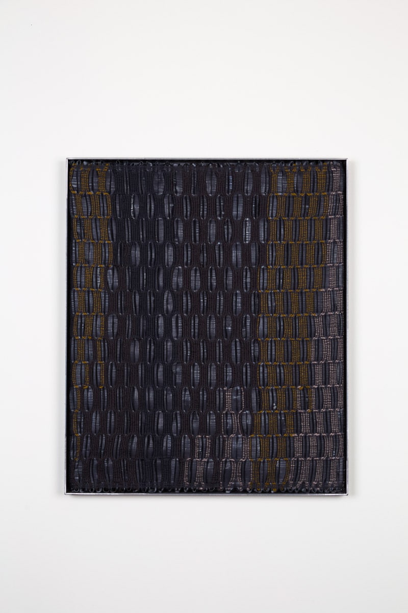 Moor III by Studio Jumi, wool, rubber, cotton, silk, steel frame, handwoven, 2026