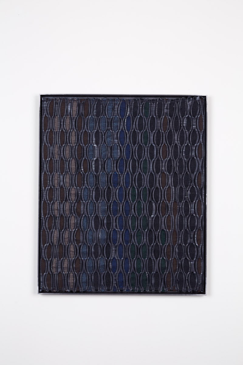 Moor IV by Studio Jumi, wool, rubber, cotton, silk, steel frame, handwoven, 2026