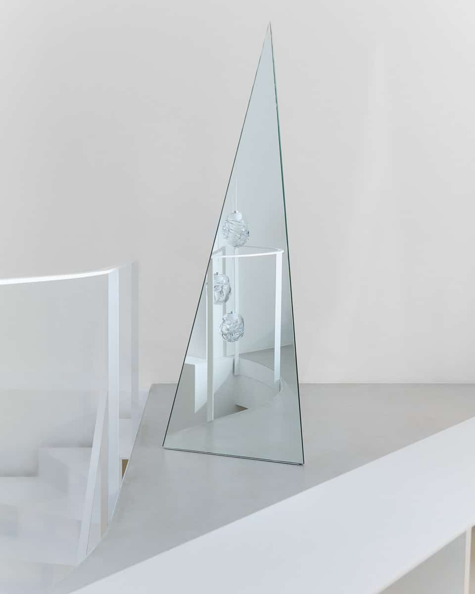 Exhibition view of After Summer showing the Pyramid Mirror by Gonzalez Haase AAS