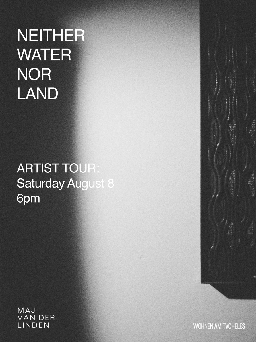 poster image promoting an artist tour of the exhibition Neither Water Nor Land by textile artists Studio Jumi 